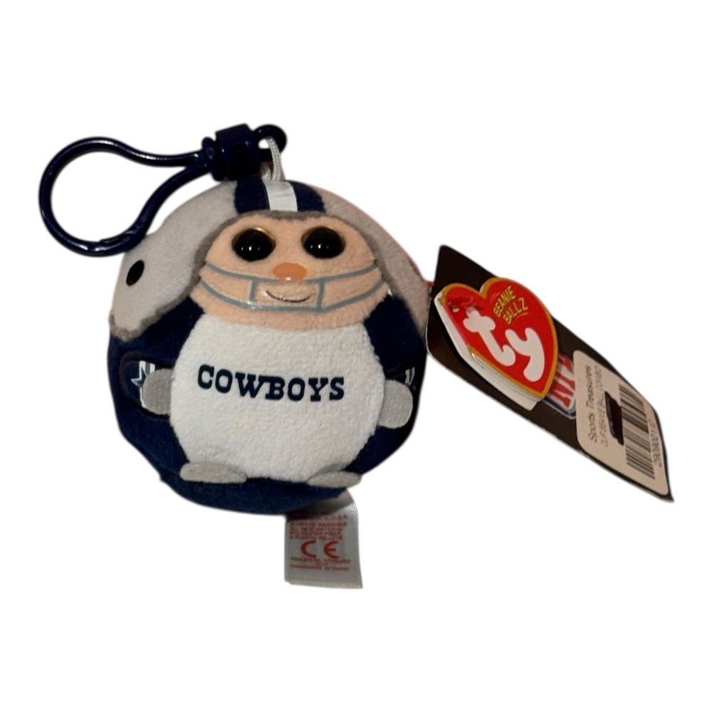 Ty Beanie Ballz Clip Keychain NFL DALLAS COWBOYS 2.5" NEW Plush Stuffed Animal